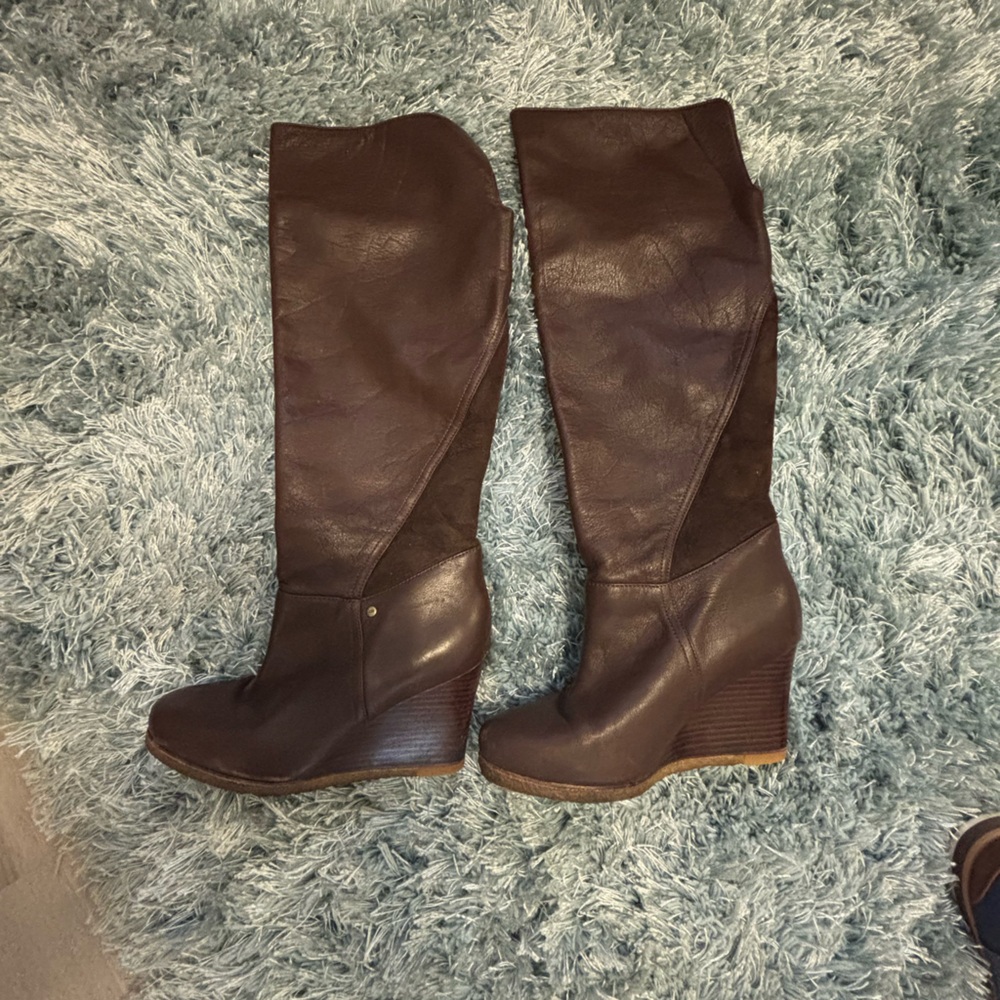 UGG Dark Brown Wedge Knee-High Boots